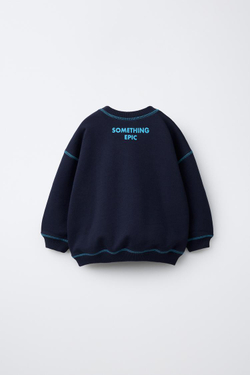 ZARA ТОЛСТОВКА С КОНТРАСТНОЙ ОТСТРОЧКОЙ, МОРСКОЙ СИНИЙ