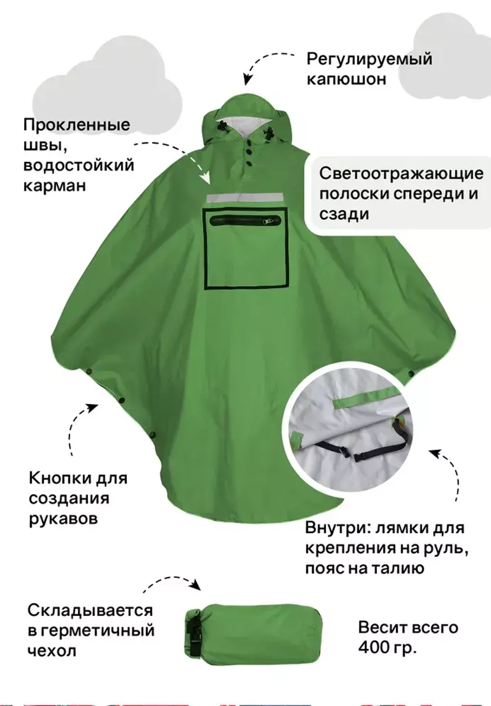Дождевик пончо Gamp Avocado Зеленый