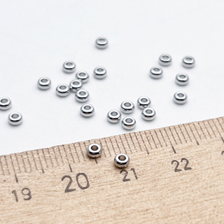 Бусина, цвет серебро (родий), размер 3*1,5 мм, цена за 10 шт