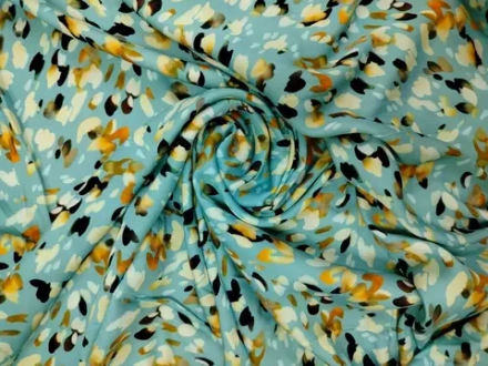 Вискоза Сатин бирюза принт