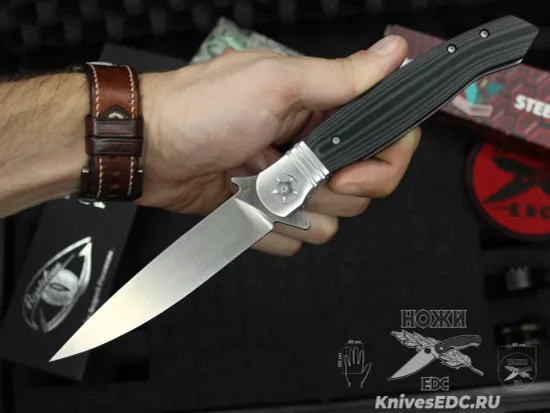 Складной нож REPTILIAN НКВД 03-1 c клинком из стали D2, рукоять зеленая микарта