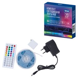 ULS-A01 20M-RGB-BT RRP24C01 Комплект светодиодной ленты c Bluetooth. 20м. RGB свет. Адаптер 24Вт. Контроллер с пультом в-к. TM Uniel