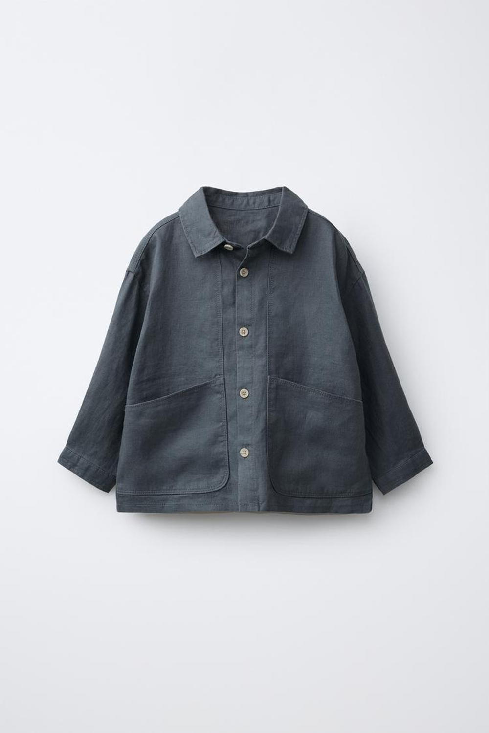 ZARA КУРТКА-РУБАШКА ИЗ 100% ЛЬНА, НЕФТЯНОЙ