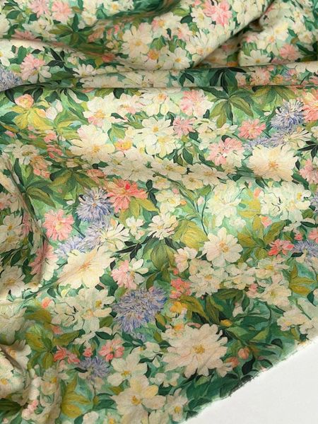 ДУШИСТЫЙ БУКЕТ, ЗЕЛЕНО-БЕЛО-РОЗОВЫЙ - 100% ХЛОПОК 2