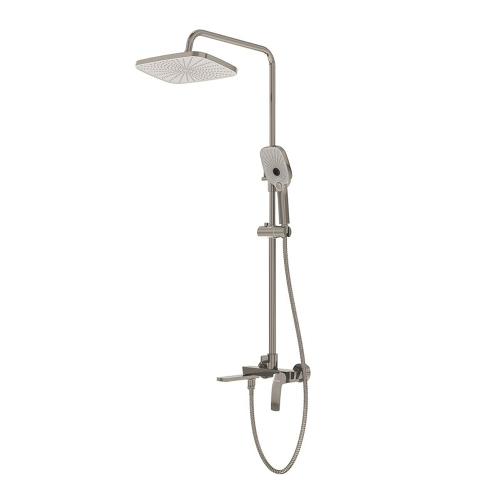 Душевая стойка Grossman Mercury 500.K35.10.120 с верхним душем,ручной лейкой и смесителем, брашированный никель,1 место