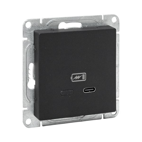 Механизм розетки USB-С, быстрая, чёрная Эпика EKF