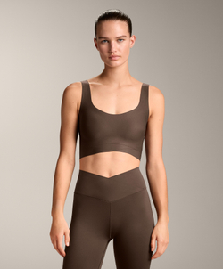 Oysho Спортивный бюстгальтер средней поддержки Perfect-adapt с чашками, темно-коричневый