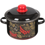 Кастрюля сталь, эмал, 3 л, с крыш, СтальЭмаль, Рябина, 7RD181M/7RD181S, индукц