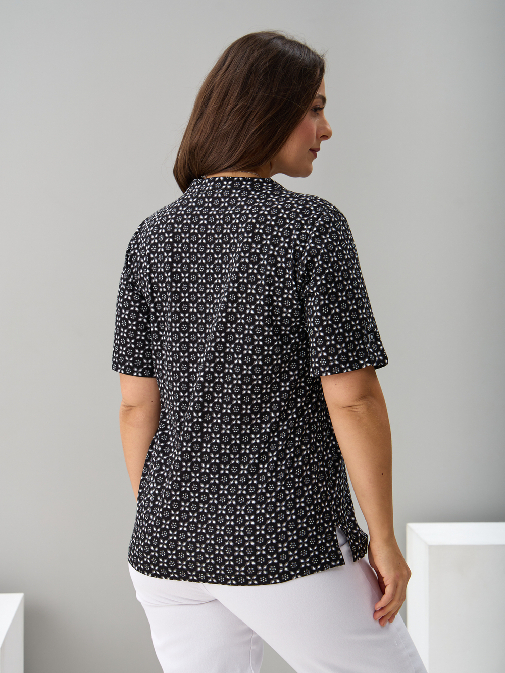 Блузка БЛ-122/ришелье-черный