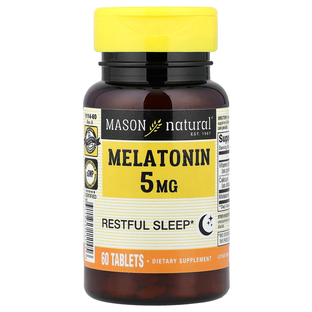 Mason Natural, Мелатонин, 5 мг, 60 таблеток