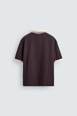 ZARA ПОЛО JACQUARD С ВЫШИВКОЙ, ГРАНАТОВЫЙ