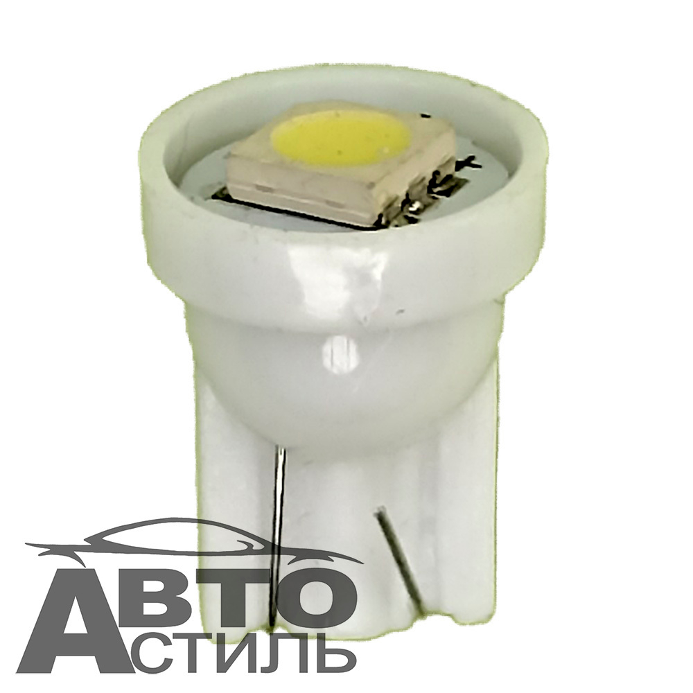 Светодиод 12V T10  1SMD 5050 WHITE W2,1x9,5D (без цок) белый