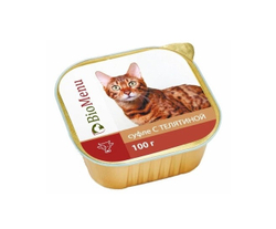 BioMenu Консервы д/кошек суфле Телятина ламистер, 100гр