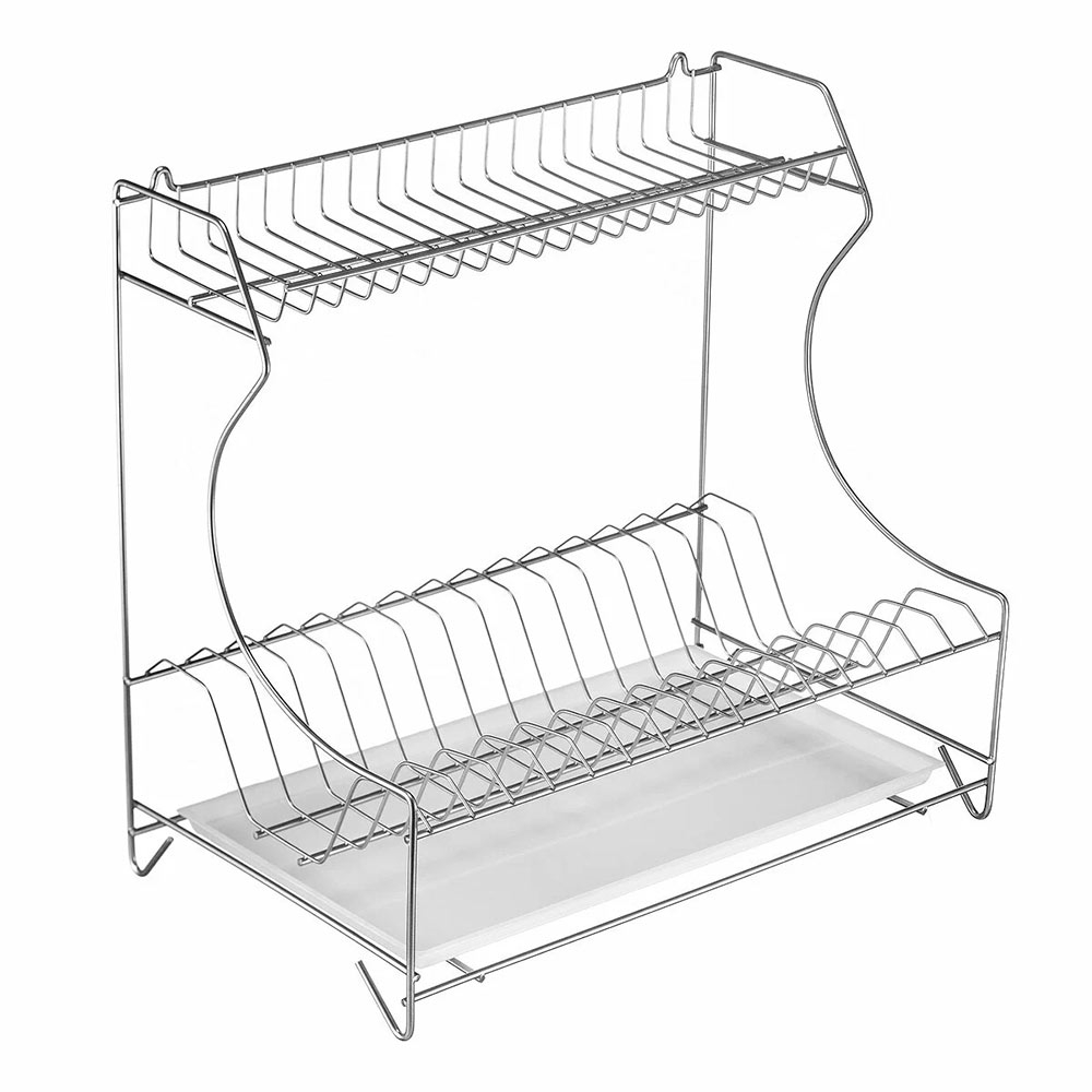 Сушилка для посуды 398*242*375мм с поддоном, цельносварная, белая
