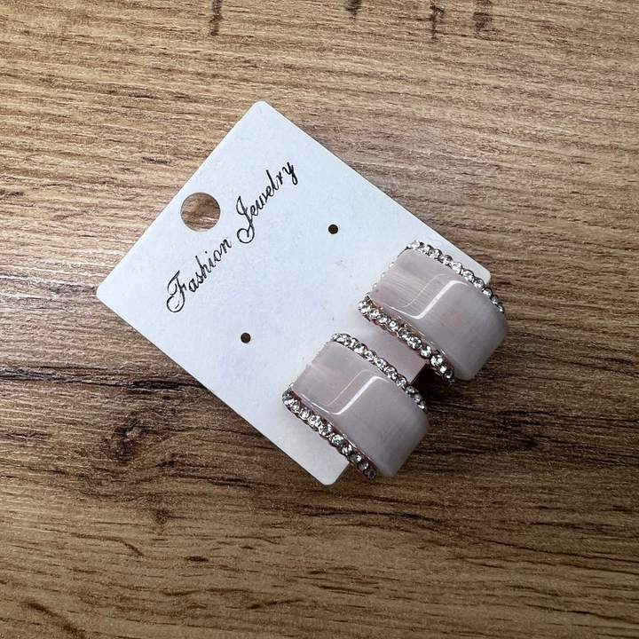 Клипсы Кошачий глаз кольца 13x22 мм стразы металл цвет медный