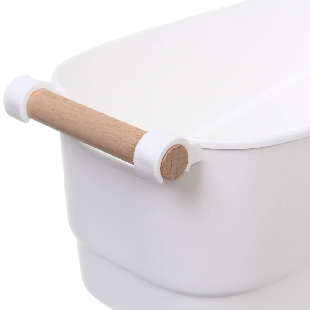 Корзинка для хранения с бамбуковой ручкой «БРАМИНГЕМ», цвет белый, 27*14.5*12см