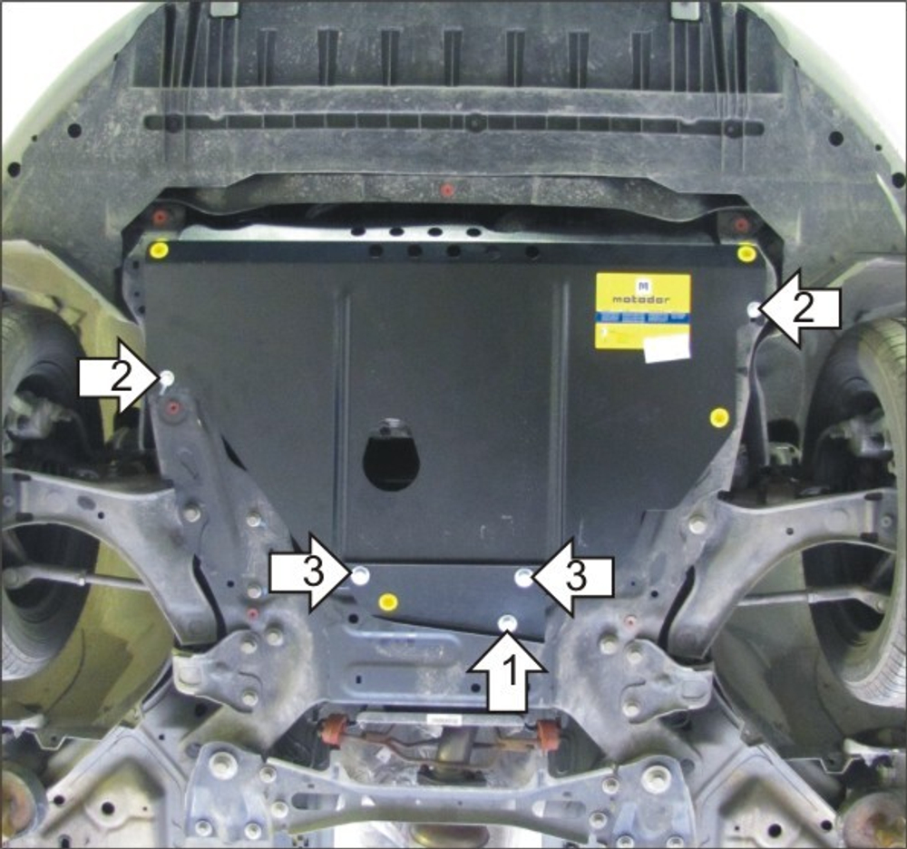 Защита картера Двигателя, КПП. 2 мм, Сталь. для Ford Mondeo IV 2010-2015, Ford S-max 2006-2015 MOTODOR.00737