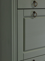 Обувница для прихожей, 87х21х169, Неаполь, закрытая, 4 двери 1 ящик, из массива дерева, зеленый эвкалипт, Dipriz