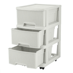 Комод Keeplex Ajur с ящиками на колесиках трехсекционный компакт 37х30х52см белое облако