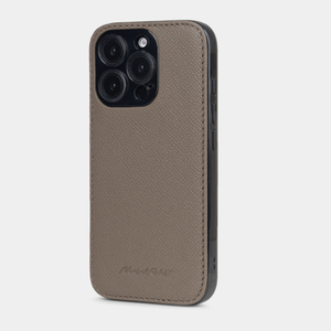 Чехол для iPhone 16 Pro Max из кожи сафьяно, бежевого цвета