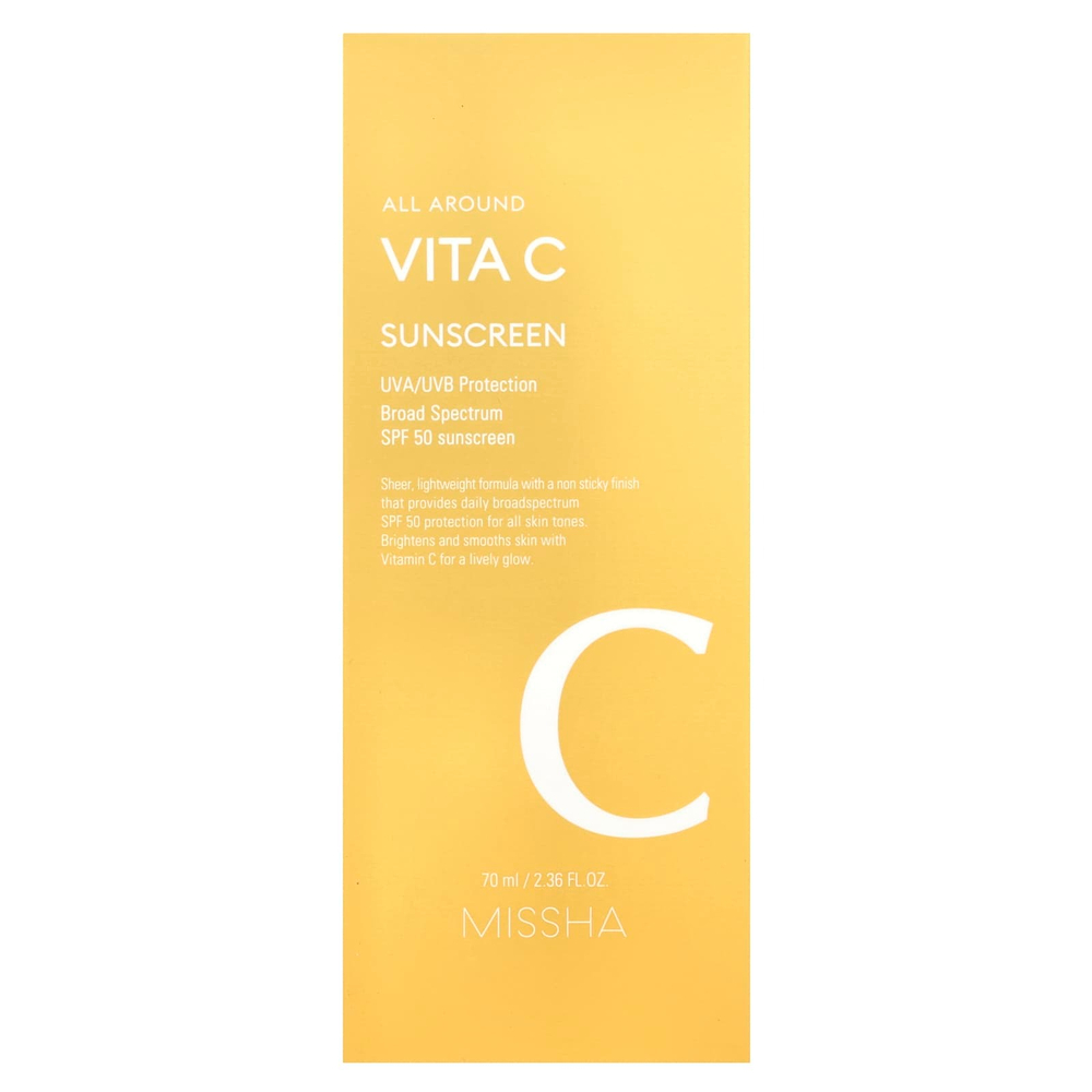 Missha, All Around Vita C, солнцезащитное средство, SPF 50, 70 мл (2,36 жидк. Унции)