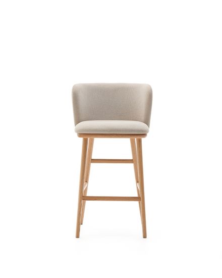 Ciselia Полубарный стул из бежевого шенилла и ясеня в натуральной отделке