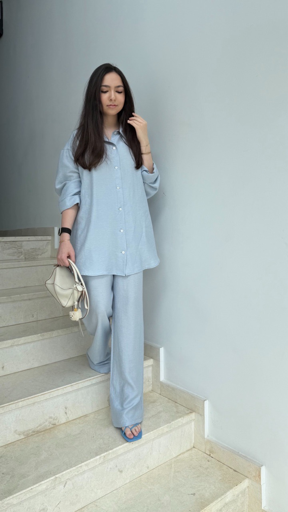 Льняной костюм с брюками