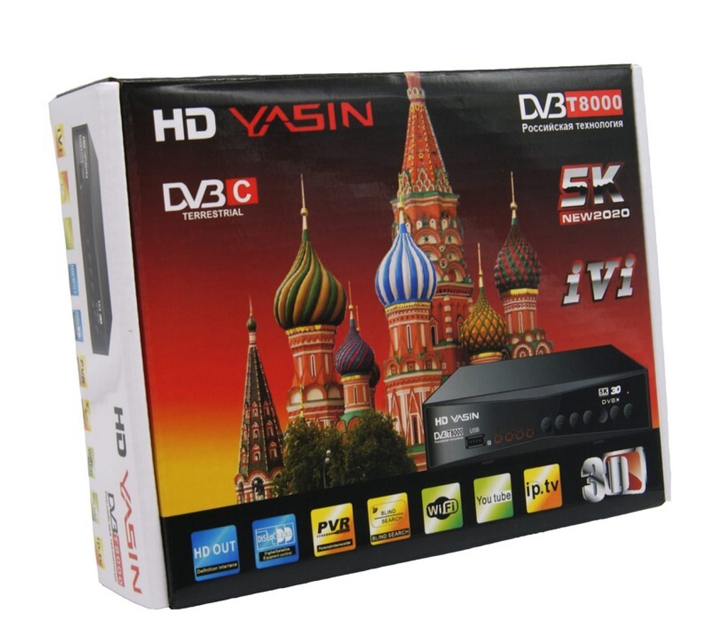 Цифровая ТВ приставка DVB-T-2 YASIN T8000 (Wi-Fi) + HD плеер