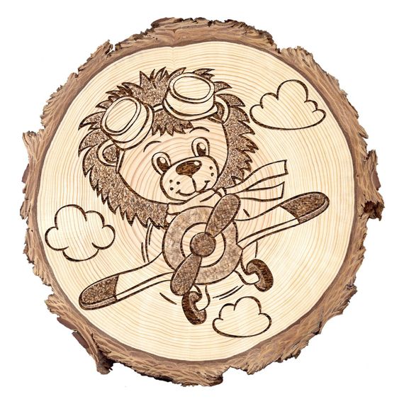 Выжигание на спилах Смелый летчик