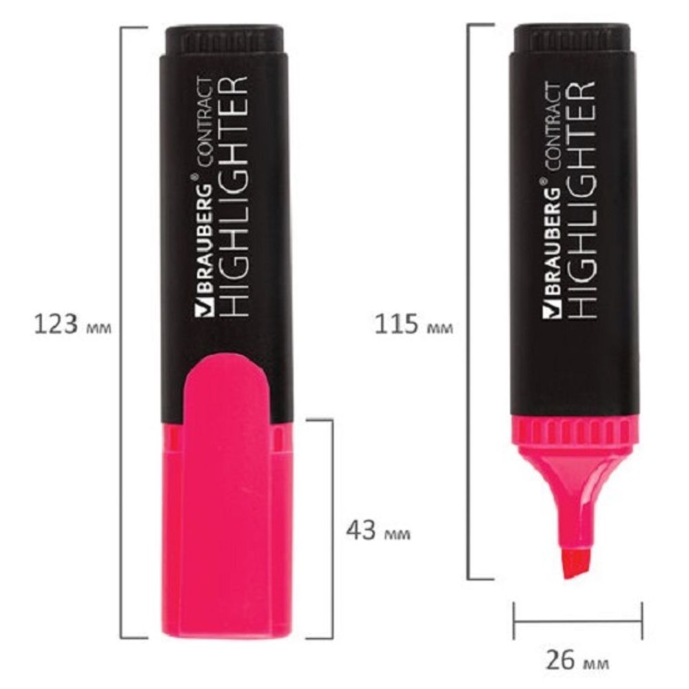 Выделитель текста 1-5мм, Brauberg Contract, розовый