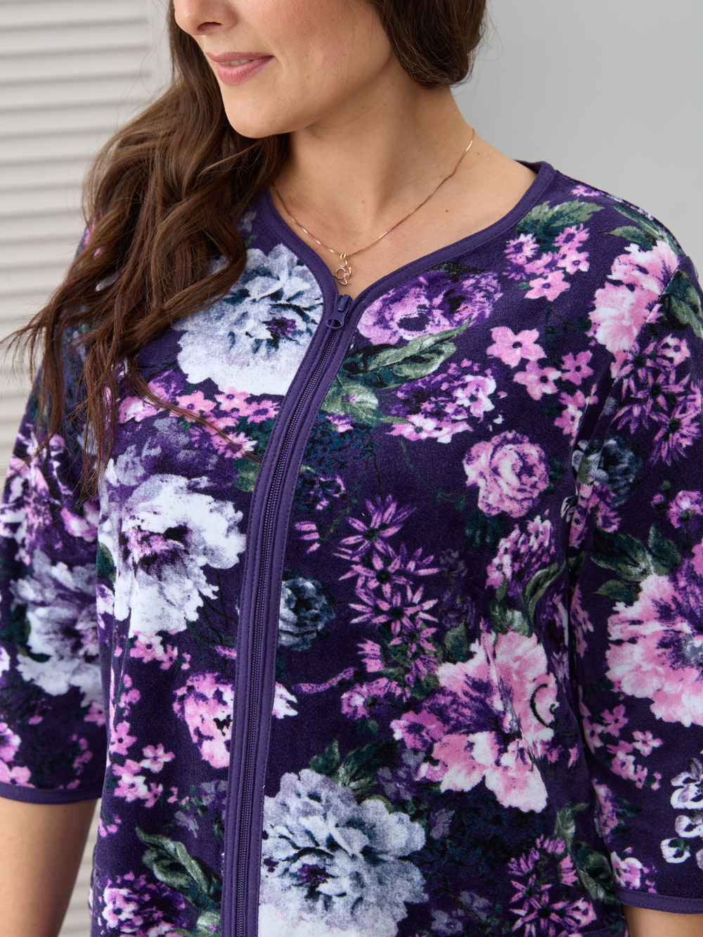 Халат Хвл-562/баклажан-цветущийсад