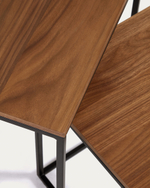 Yoana Набор из 2 приставных столиков из орехового шпона и черного металла