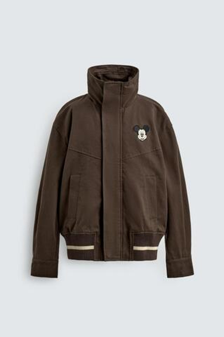 ZARA X DISNEY КУРТКА С НАШИВКОЙ MICKEY MOUSE, ШОКОЛАДНЫЙ