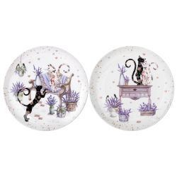 НАБОР ТАРЕЛОК ЗАКУСОЧНЫХ LEFARD "ЛАВАНДОВЫЕ КОТЫ" 2 ШТ. 20,5*2 СМ (КОР=18НАБ.)