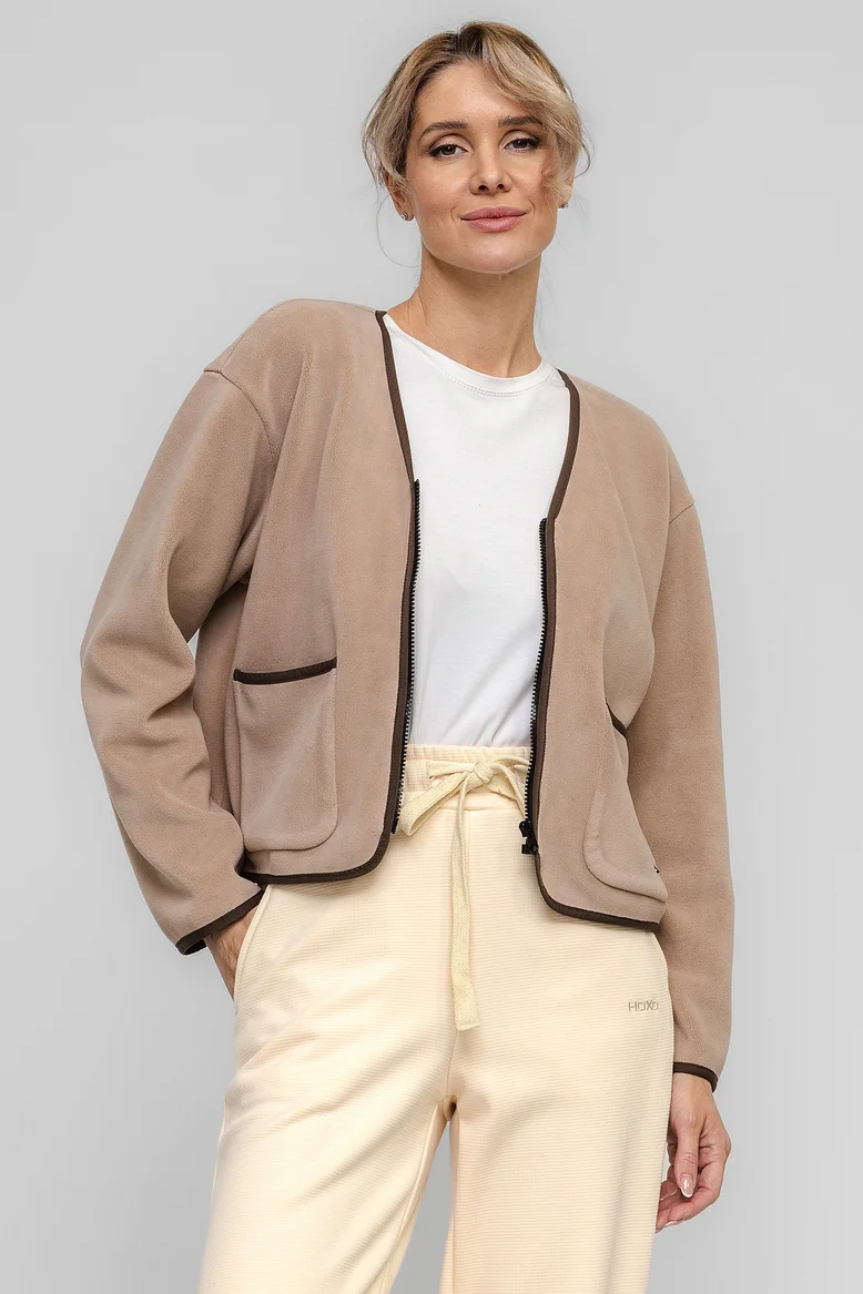 Куртка укороченная, из джерси, женская