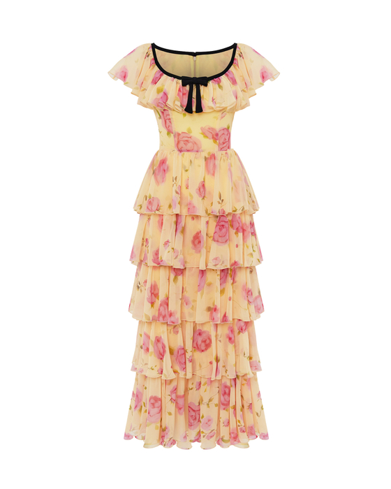 Платье макси из принтованного шифона