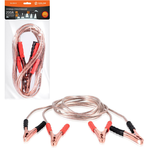 Провода для прикуривания автомобиля 200 А 2,2 м, 6/12В, силиконовые морозостойкие провода SA-200-Si