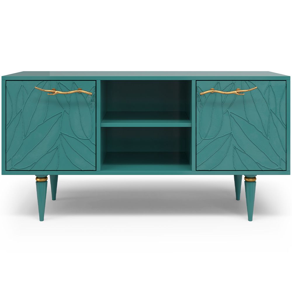 Тумба под ТВ Арт Колор leaves 117см Классик Голд Пастельно-синий