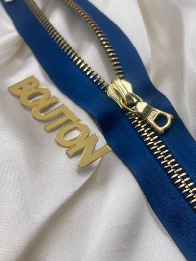 Молния металл Riri, на атласной тесьме, 6 мм, золотистая, цвет 9603, синий