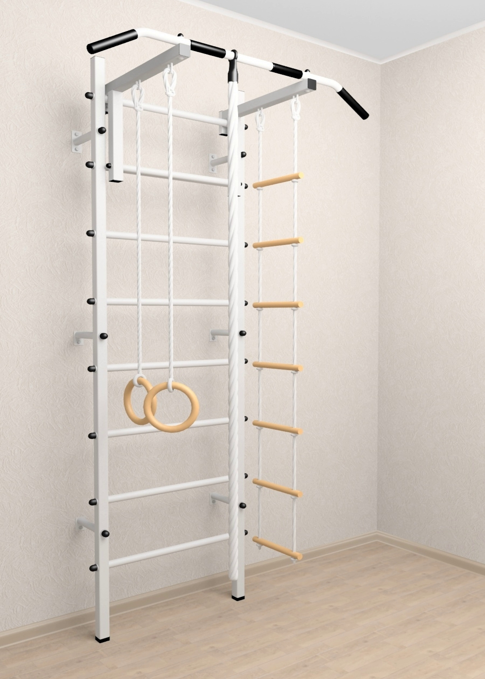 Шведская стенка Sv Sport усиленная 602 (Турник стандарт/Канат/Кольца/Лестница)