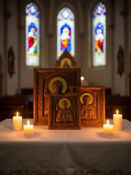 Освященная Икона Николая Чудотворца 21,5х18.5 см., дуб