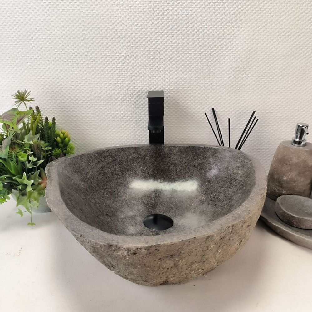 Каменная раковина из речного камня RS-63434 (49*45*16) 0123