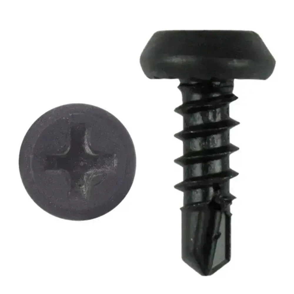 Саморез семечки по металлу, сверло наконечник 3,5х11, черный, 100 шт.