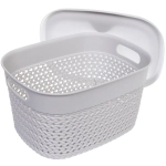 Корзина для хранения с крышкой «МАРСИ», цвет серый, 27*21*15,5см