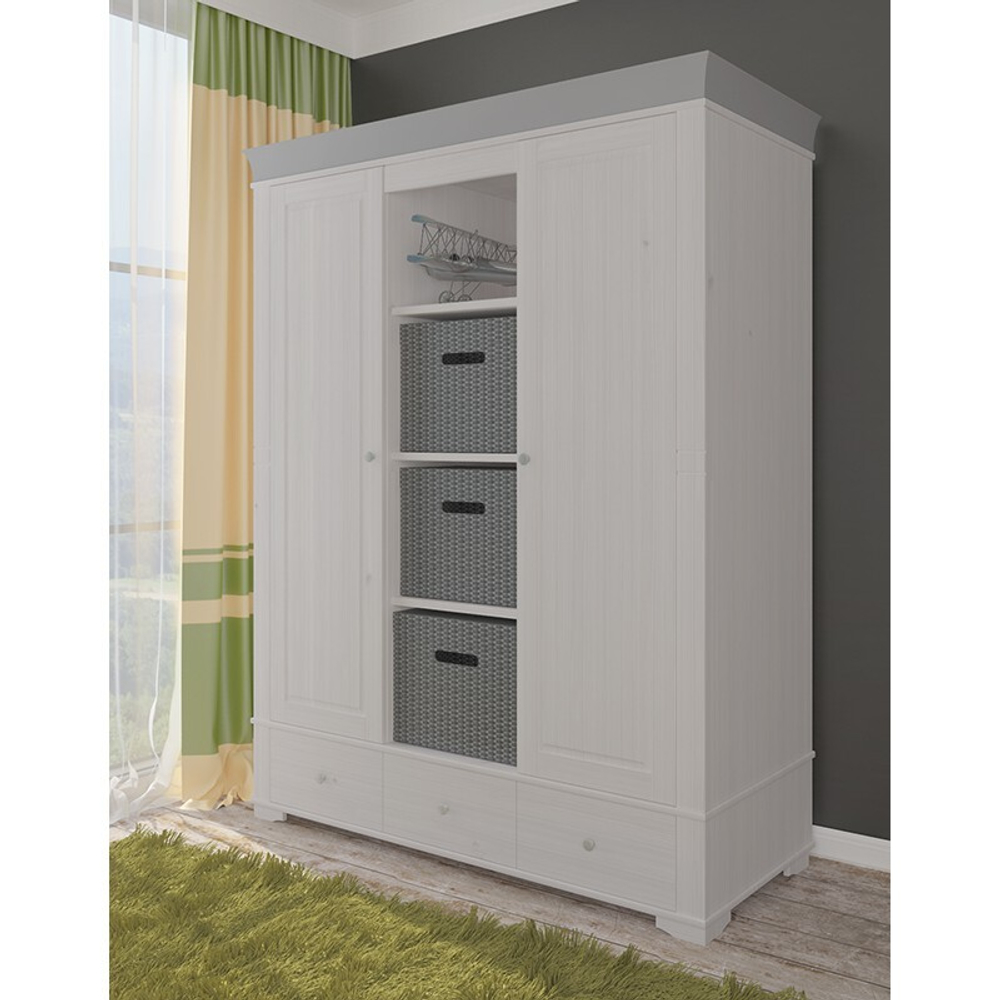 Шкаф с 2-мя глухими дверями и полками «Бейли» белый воск/антрацит