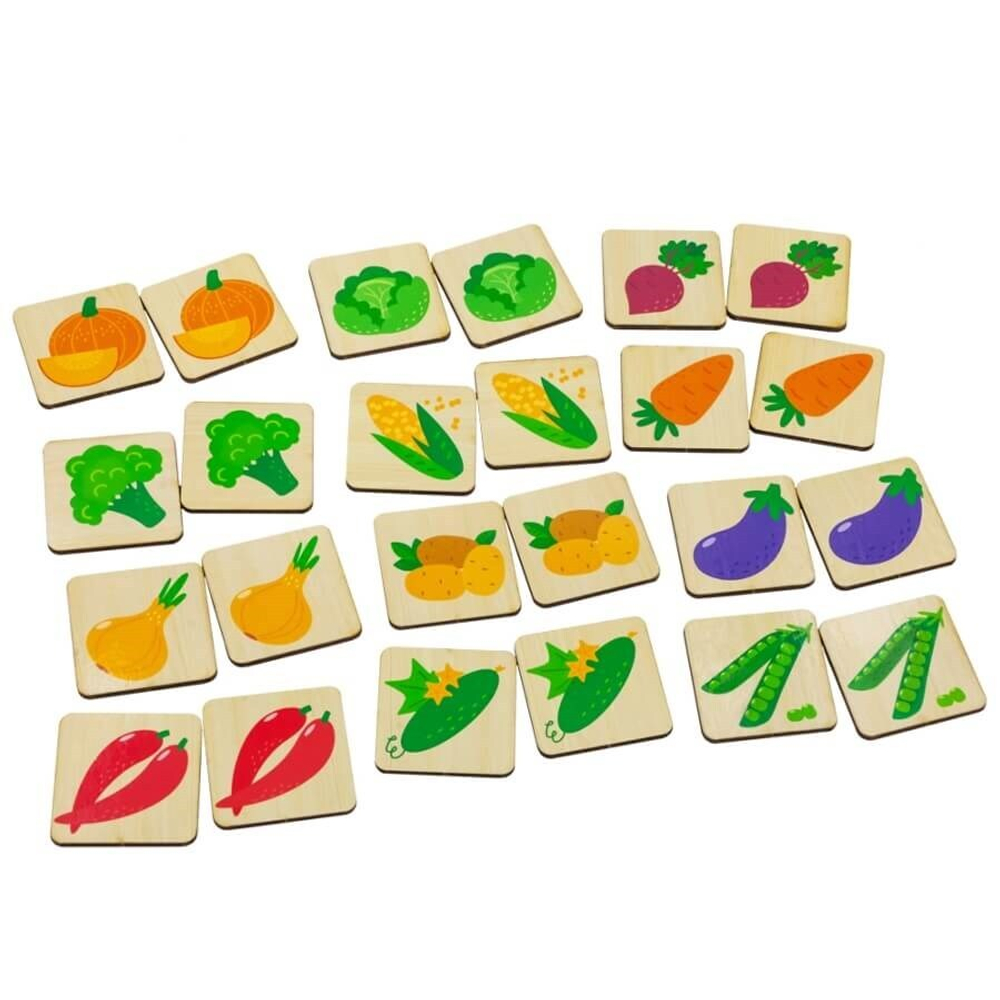 Мемори "Овощи", развивающая игрушка для детей, обучающая игра из дерева