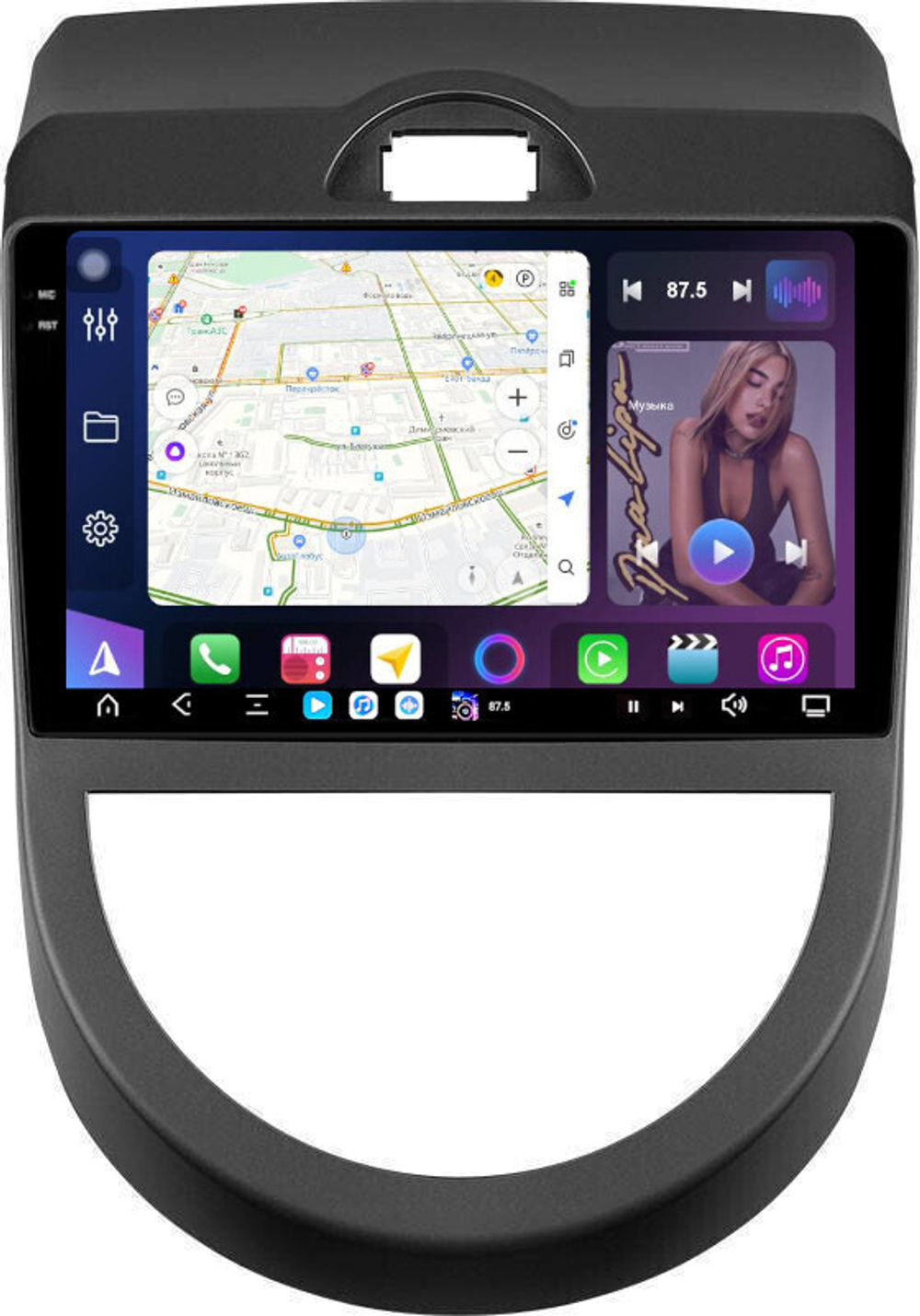 Магнитола для KIA Soul 1 2008-2011 - FarCar GX3061M монитор 9.5" 2K QLED на Android 14, TS20, 6+128Гб, CarPlay, 4G SIM-слот