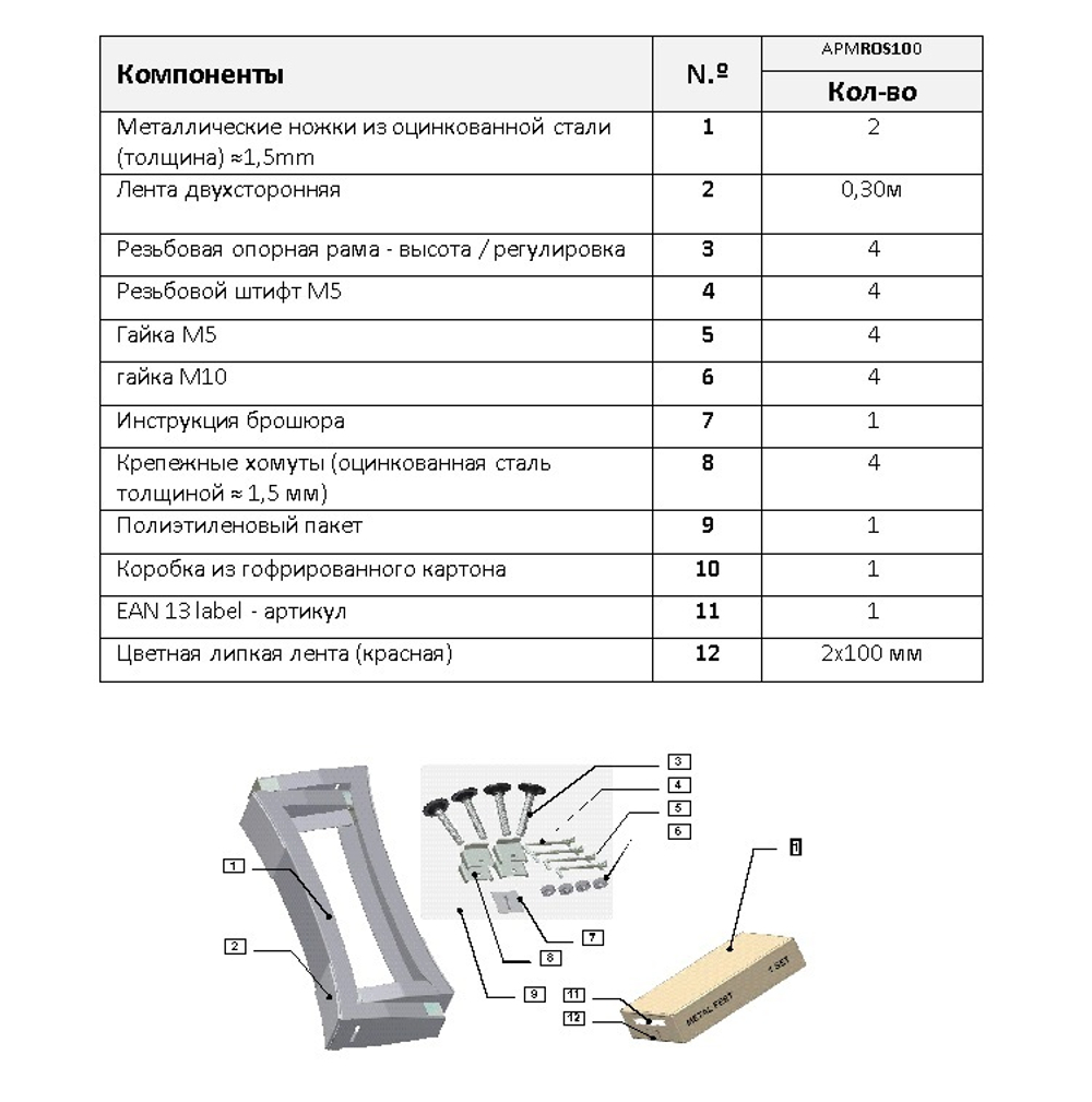 Ножки для стальных ванн  BLB Atlantica APMR