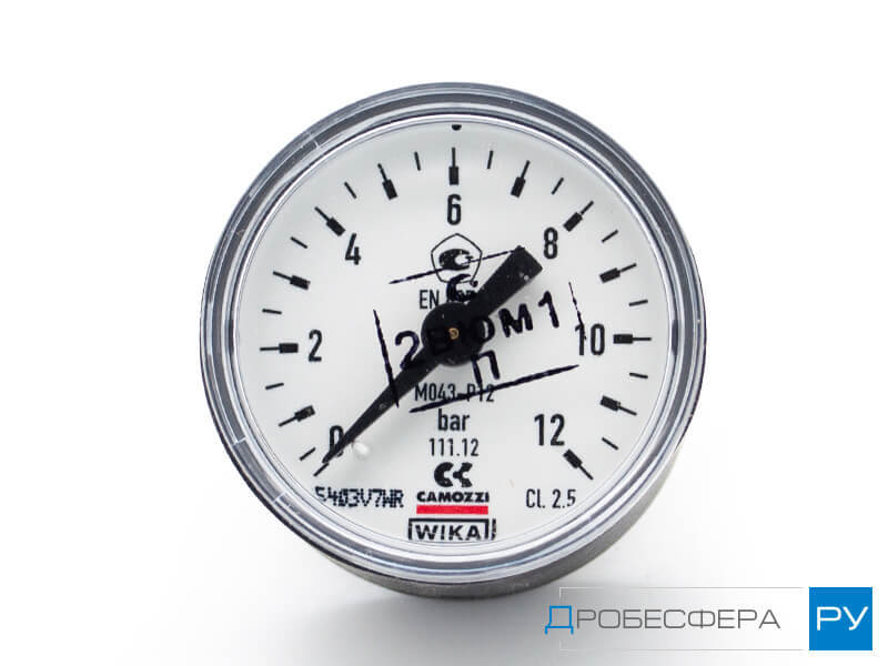 Манометр для компрессора 6 бар (0,6 МПа) осевой R 1/8" диаметр 39 мм арт. M043-P06