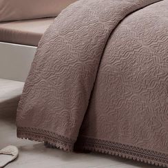 Набор с покрывалом пике LA PERLA коричневый евро  TIVOLYO HOME